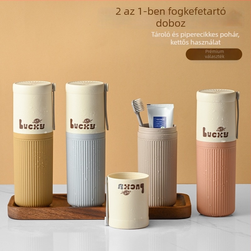Utazó fogkefe pohár és öblítő pohár készlet, műanyagból, konvencionális specifikáció, csomagolás 160 db, logó nélküli