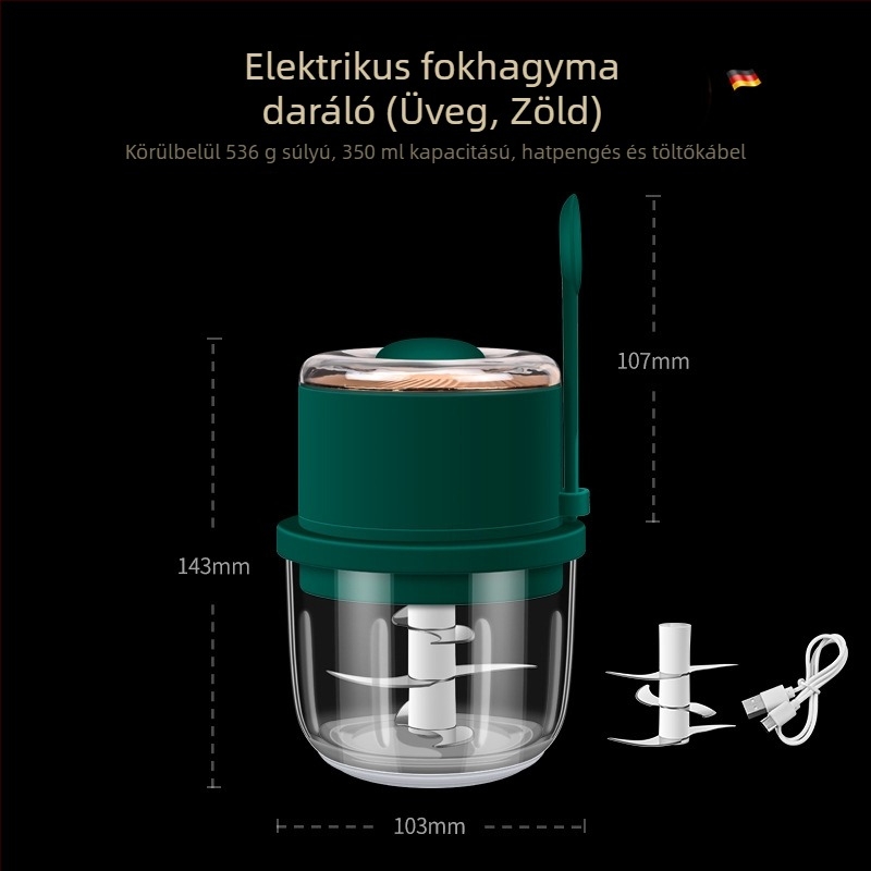 Bosans vezeték nélküli elektromos fokhagyma paszta őrlő, multifunkcionális konyhai készülék, üveg+PP ház.