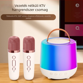 Vezeték nélküli karaoke hangszóró integrált mikrofonnal és beépített akkumulátorral, 5W, Bluetooth 5.3, 20Hz–20kHz, IPX3