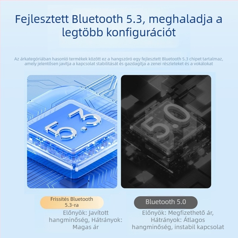 Vezeték nélküli karaoke hangszóró integrált mikrofonnal és beépített akkumulátorral, 5W, Bluetooth 5.3, 20Hz–20kHz, IPX3