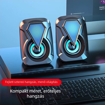 USB asztali hangszórók subwooferrel, 2.0 csatornás, vezetékes PC hang, 2x3W, kijelző nélküli