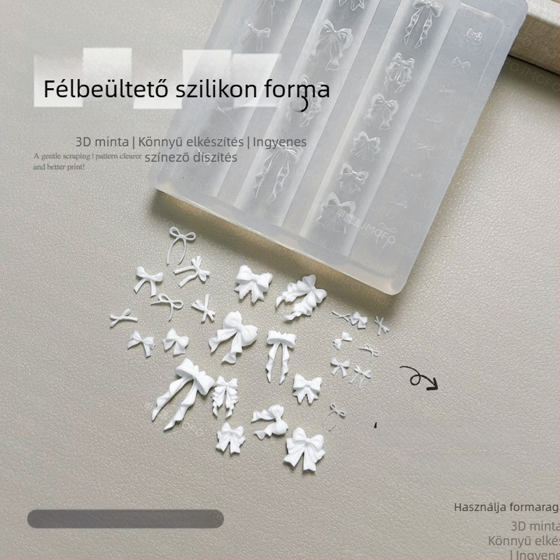 Gél manikűr szilikon forma – masni alakú, 3D DIY ékszerforma körmöknek, 45,3 g