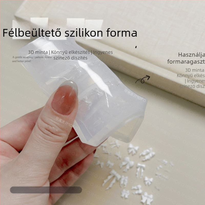 Gél manikűr szilikon forma – masni alakú, 3D DIY ékszerforma körmöknek, 45,3 g