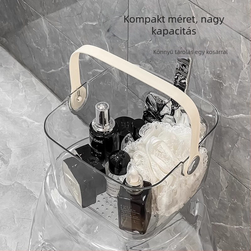 Könnyű luxus akril kézi kozmetikai tároló kosár a fürdőszobába, átlátszó fürdőkosár