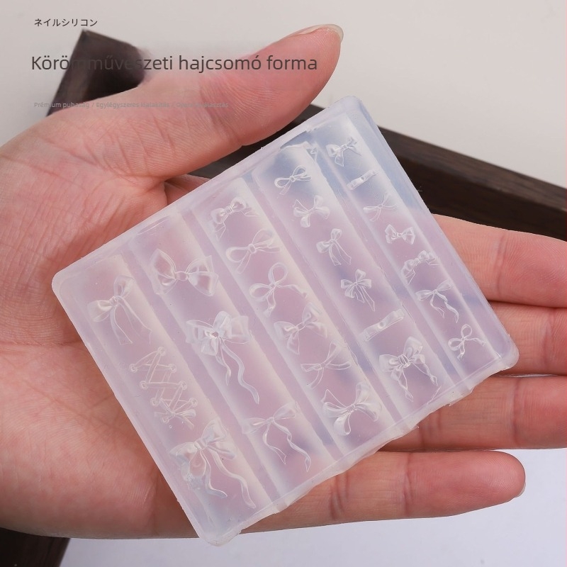 Szilikon manikűr forma – masni alakú, 3D-relief, DIY kristálydísz, 50 g