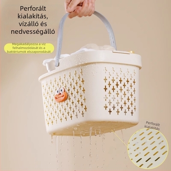 Hordozható fürdőszobai kozmetikai tárolókosár, műanyag téglalap alakú kosár
