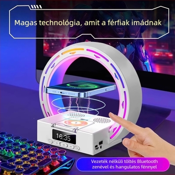 L35 Bluetooth hangszóró ébresztővel, éjjeli lámpával és telefonállvánnyal, 3 az 1-ben; Bluetooth 5.3, beépített 1200–2000 mAh akkumulátor, 15W, IPX5, frekvenciaválasz 100 Hz–20 kHz