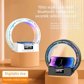 L35 Bluetooth hangszóró ébresztővel, éjjeli lámpával és telefonállvánnyal, 3 az 1-ben; Bluetooth 5.3, beépített 1200–2000 mAh akkumulátor, 15W, IPX5, frekvenciaválasz 100 Hz–20 kHz