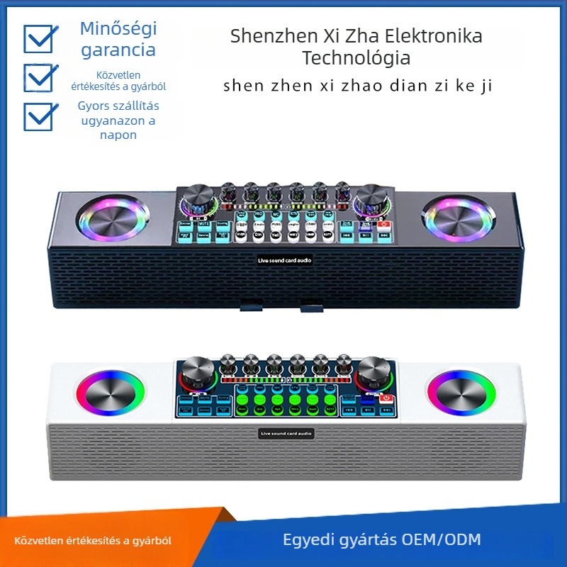 SY6 hangrendszer: hangkártya, hangszóró és mikrofonok egyben, vezeték nélküli töltés, Bluetooth 5.3, két mikrofon, felvétel, frekvenciatartomány 20 Hz–20 kHz