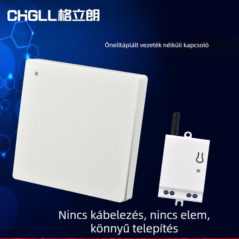 Vezeték nélküli távirányítós lámpakapcsoló falpanel, önálló energiaellátás, beltéri használatra, -20–55 °C
