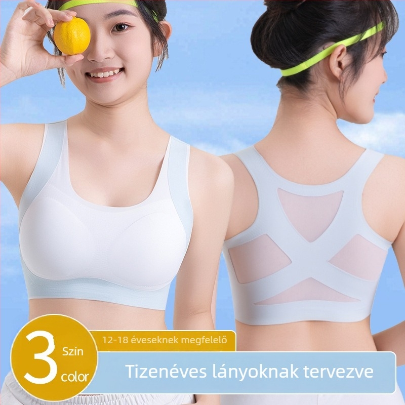 Sima varrás nélküli sportmelltartó tiniknek, 11–18 éveseknek, lélegző és támogató