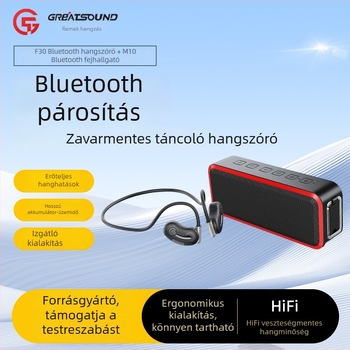 F30 Bluetooth hangszóró és M10 Bluetooth fejhallgató készlet négyzetes tánchoz