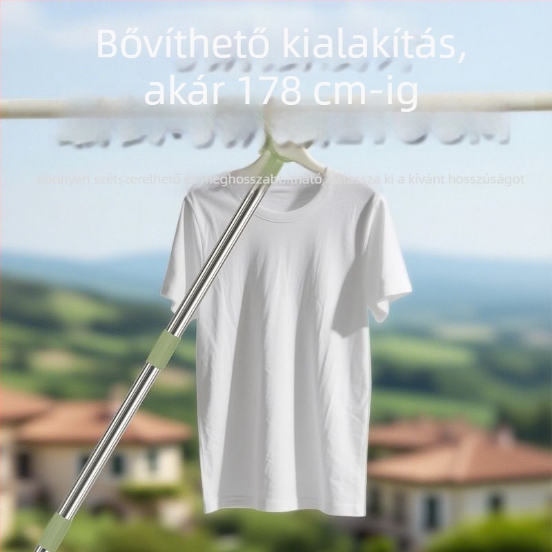 Rozsdamentes acél ruhaszárító rúd meghosszabbítással, otthoni és kollégiumi használatra