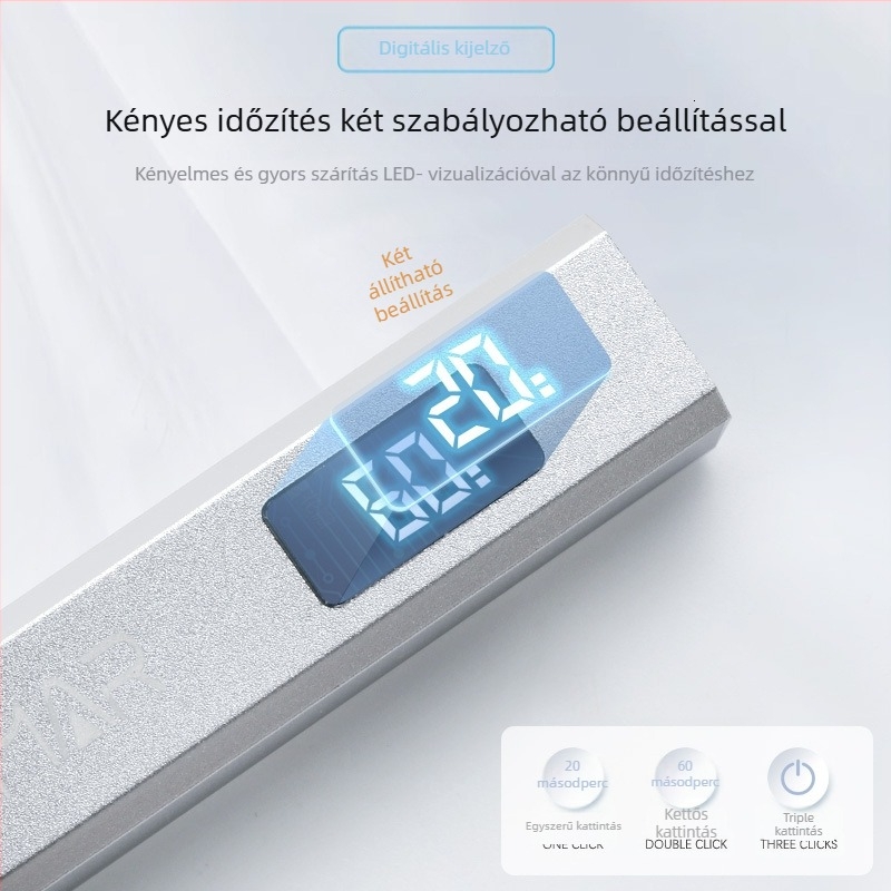 Kézben tartható, egyvonalas fém körömlámpa, hordozható újratölthető manikűr fényterápia lámpa, modell Handheld one-line lamp, származás Guangzhou, márka Red nuo