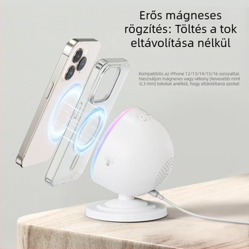 Vezeték nélküli töltésű Bluetooth hangszóró, 3 az egyben, RGB éjszakai fény és mágneses hangszóró