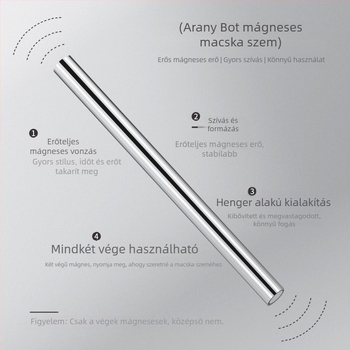 Köröm mágnes macskaszem effekt - Multifunkcionális kettős fejű hengeres állandó mágnes, rozsdamentes acél 23 g