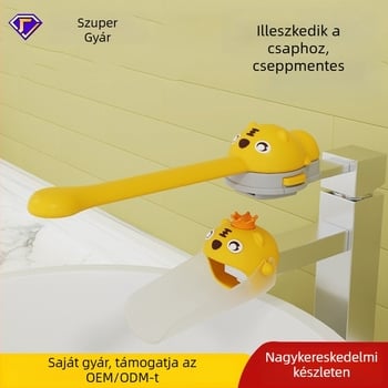 Gyerekeknek szánt csaptelep-hosszabbító szilikonból – rajzfilmes dizájn, cseppmentes, testreszabható, logó nyomtatás, Father Shield, Little Tiger sorozat