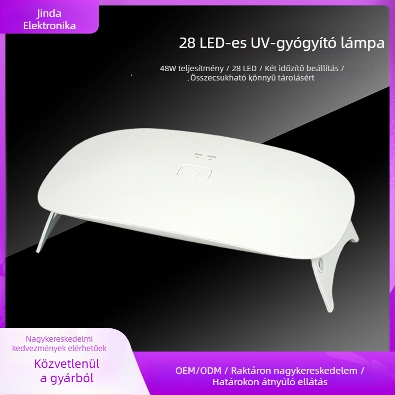 Körömlakk UV-s lámpa 28 lámpával, Magas teljesítmény, Újratölthető összecsukható állvány