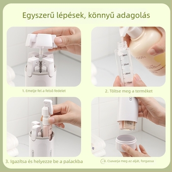 Négy az egyben utazási adagoló palack, PP anyagból, hordozható kozmetikai tároló (sampon és tusfürdő)