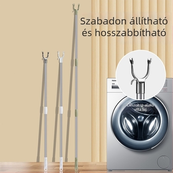 Ruhaszárító rúd kinyújtható villás fejjel erkélyre, rozsdamentes acél, Unique márka, modern stílus