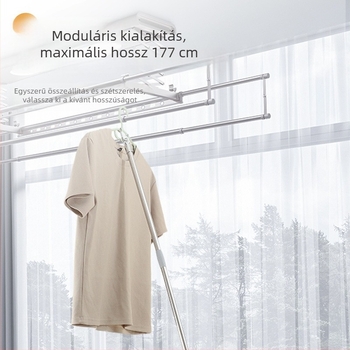 Ruhaszárító rúd kinyújtható villás fejjel erkélyre, rozsdamentes acél, Unique márka, modern stílus