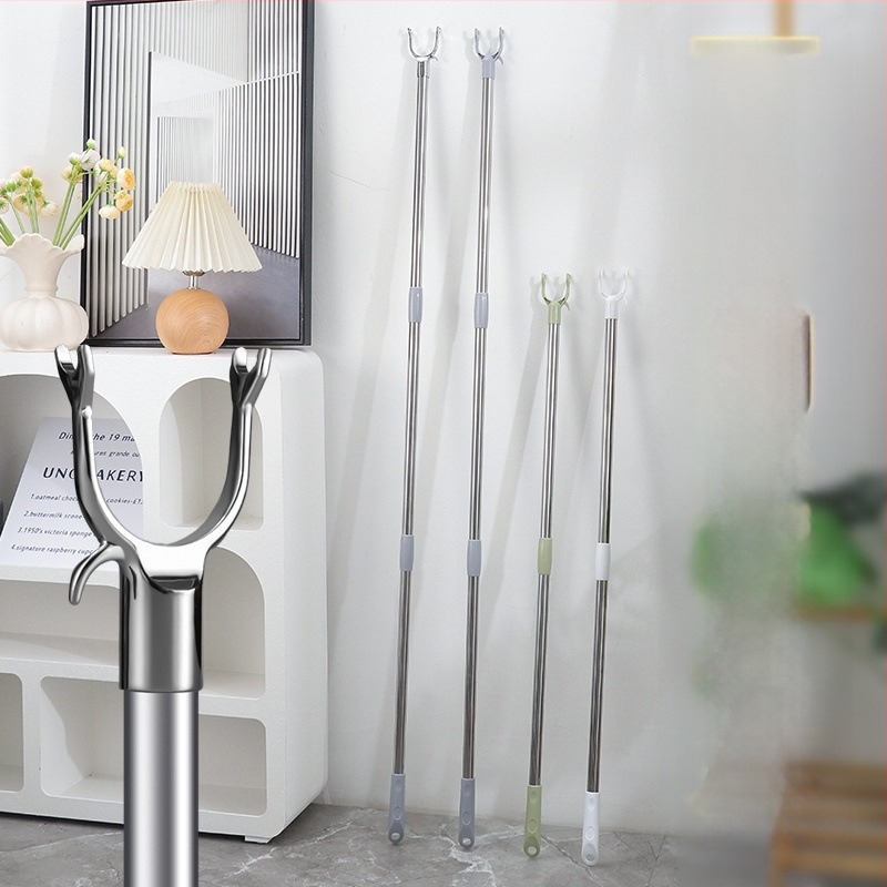 Ruhaszárító rúd kinyújtható villás fejjel erkélyre, rozsdamentes acél, Unique márka, modern stílus