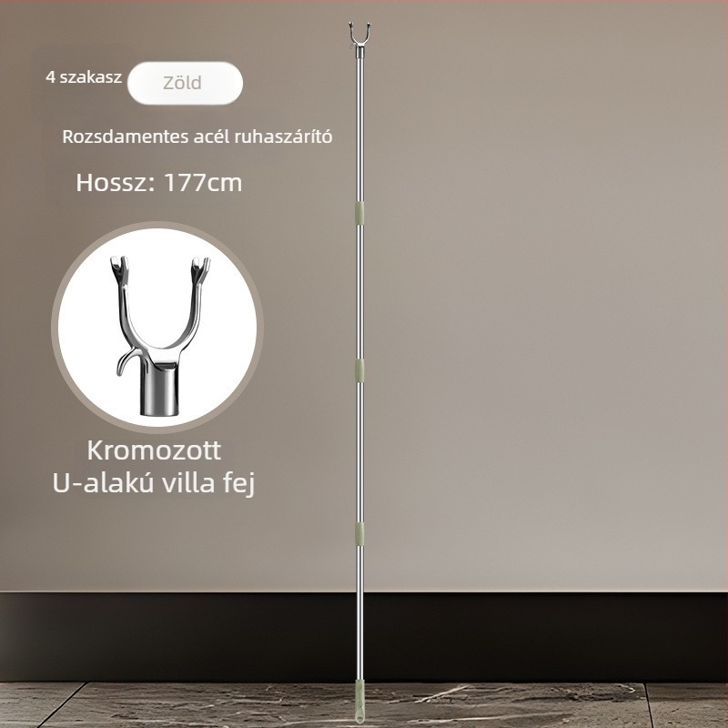 Ruhaszárító rúd kinyújtható villás fejjel erkélyre, rozsdamentes acél, Unique márka, modern stílus