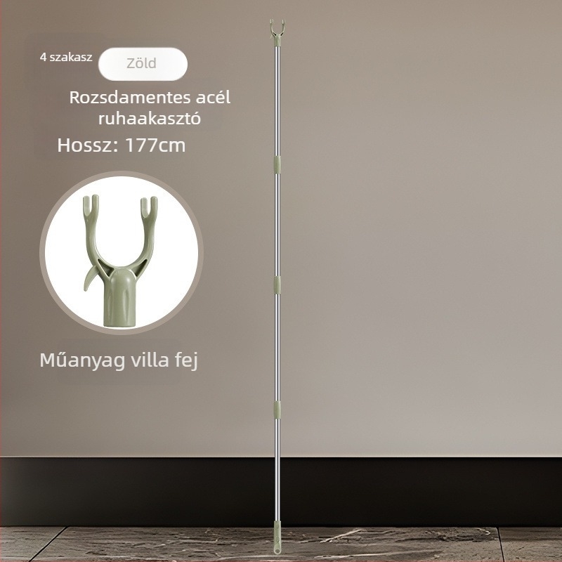 Ruhaszárító rúd kinyújtható villás fejjel erkélyre, rozsdamentes acél, Unique márka, modern stílus