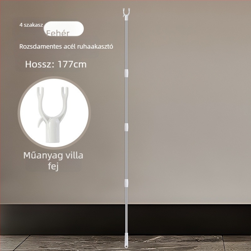 Ruhaszárító rúd kinyújtható villás fejjel erkélyre, rozsdamentes acél, Unique márka, modern stílus