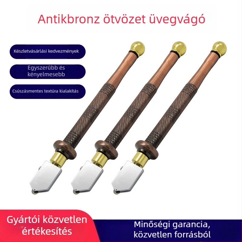 Roller típusú ötvözet csempevágó kés, bronz fogantyúval, kézi működtetésű