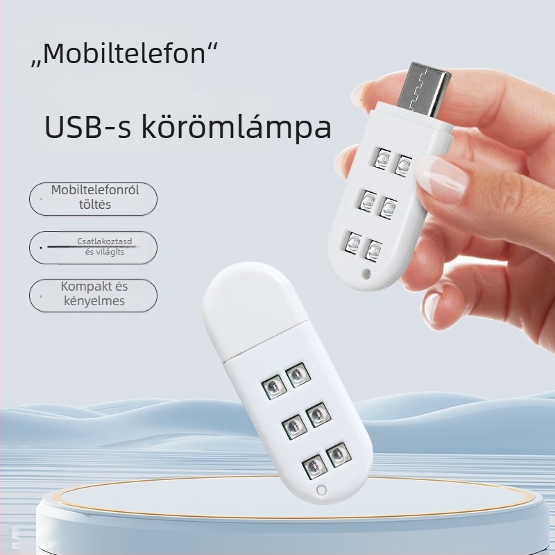 Körmök UV gyógyító lámpa, kompakt és hordozható, alacsony teljesítmény, gyors száradás, modell: 4 portok 2.0+3.0