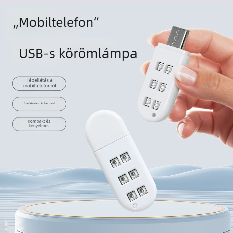 Körmök UV gyógyító lámpa, kompakt és hordozható, alacsony teljesítmény, gyors száradás, modell: 4 portok 2.0+3.0