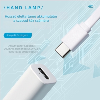 Köröm-fototerápiás lámpa, kézi, hordozható, újratölthető energiaellátással, modell: Hand Held One-Word Lamp