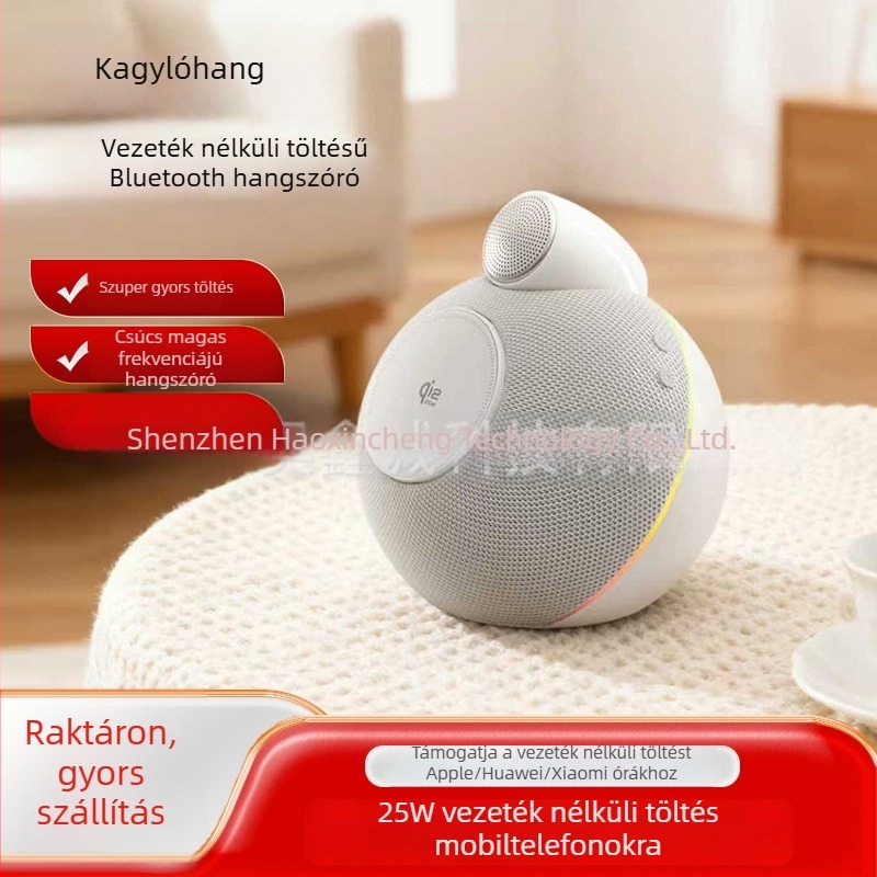 Vezeték nélküli töltésű Bluetooth hangszóró, 2 hangszóróval, 15W, Bluetooth 5.3, 100Hz-20kHz