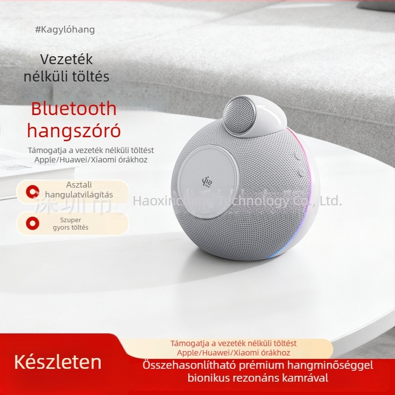 Vezeték nélküli töltésű Bluetooth hangszóró, 2 hangszóróval, 15W, Bluetooth 5.3, 100Hz-20kHz