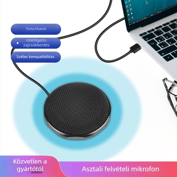 USB omnidireziós kondenzátormikrofon karaokehoz, játékokhoz és találkozókhoz — 100 Hz–20 kHz, SNR ≥70 dB, Plug‑and‑Play USB