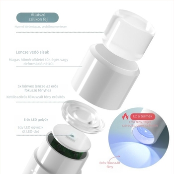 Kézben tartható manikűrlámpa kijelzővel, kompakt hordozható manikűr lámpa beépített akkumulátorral