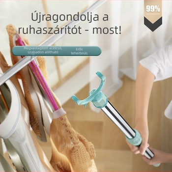Teleszkópos ruhaszárító rúd villás végekkel, rozsdamentes acél, otthoni használatra