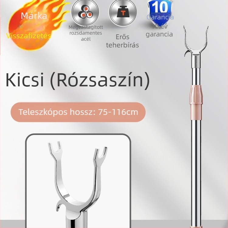 Teleszkópos ruhaszárító rúd villás végekkel, rozsdamentes acél, otthoni használatra