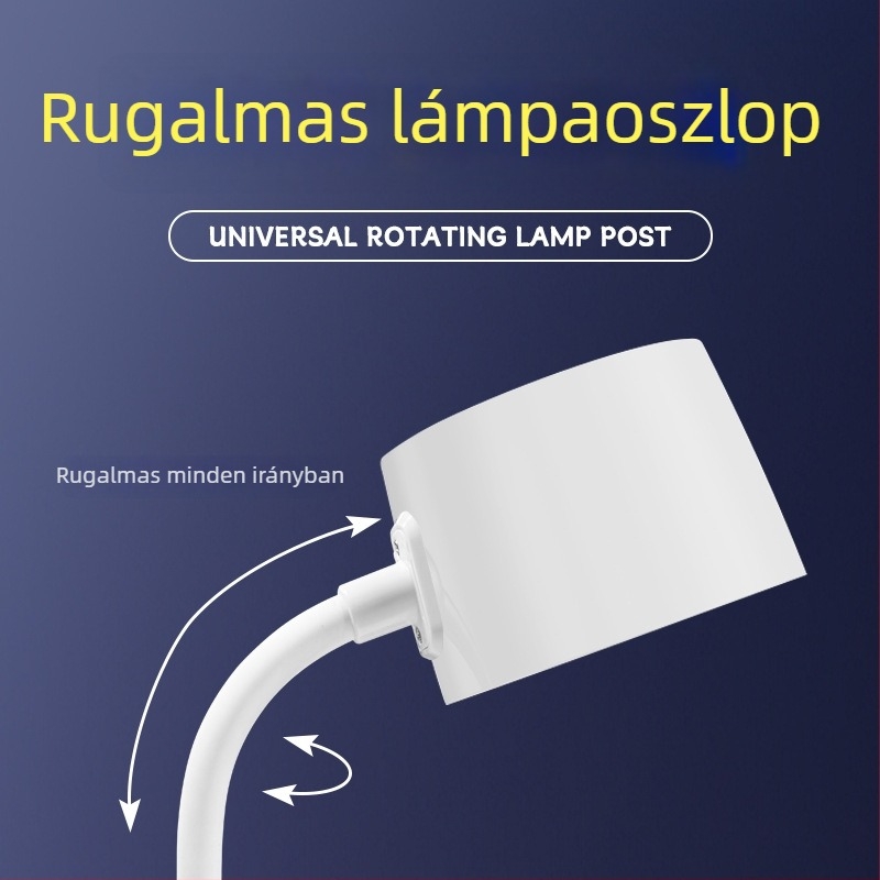 Vezeték nélküli töltésű asztali lámpa Bluetooth hangszóróval, óra, érintéses vezérlés, szemvédelem, USB tápellátás