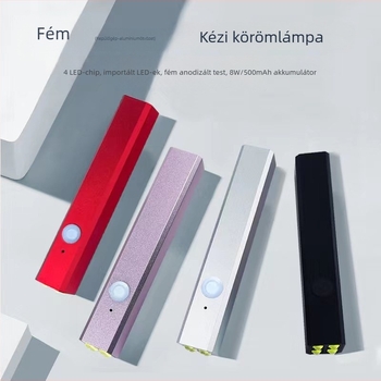 Körömlámpa alumíniumötvözetből, gyors száradást biztosító, mini kézben tartható fototerápiás lámpa, újratölthető energiaforrással; modell BYY0308, eredet Zhejiang, OEM, licencelhető magáncímke