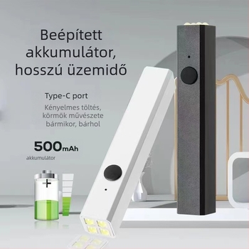 Körömlámpa alumíniumötvözetből, gyors száradást biztosító, mini kézben tartható fototerápiás lámpa, újratölthető energiaforrással; modell BYY0308, eredet Zhejiang, OEM, licencelhető magáncímke