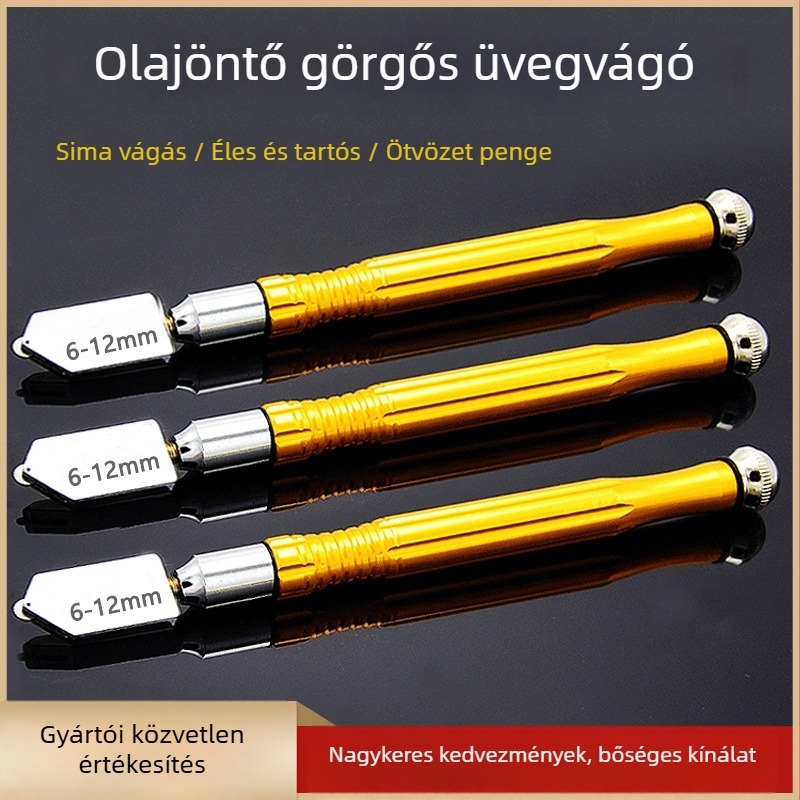 Csempe- és üvegvágó alumínium nyéllel, kettős használatú tükrvágó kés, ötvözetes penge, kézben tartható élnyitó eszköz