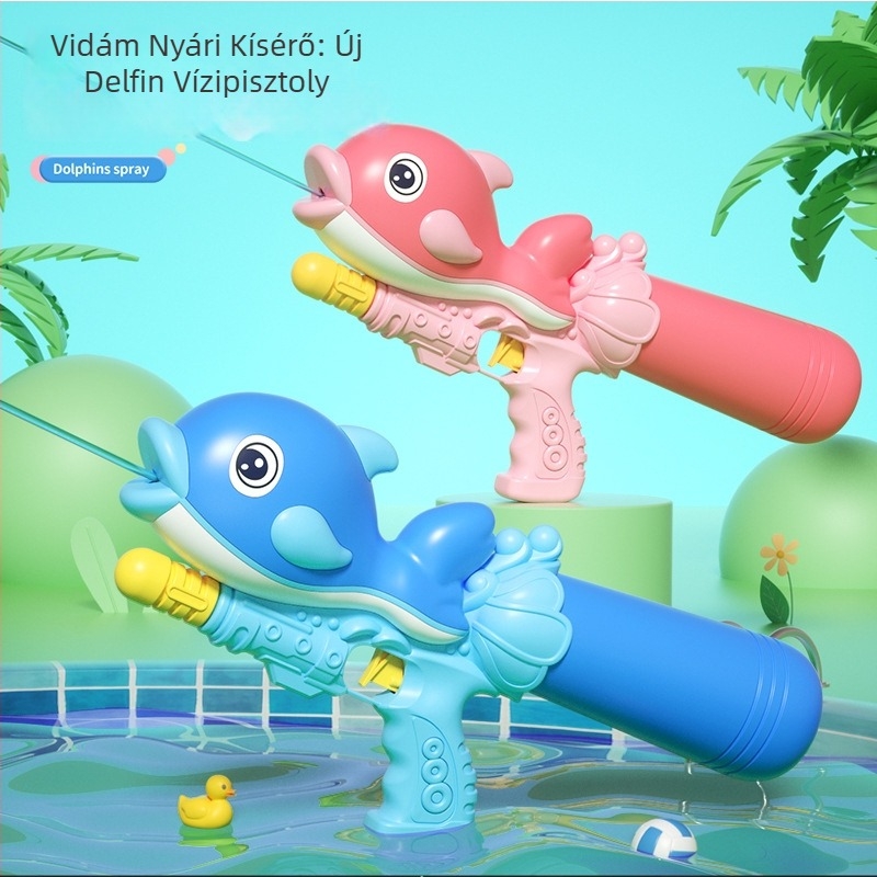 Gyerekeknek készült kézben tartható vízipisztoly, rajzfilm autó formájú kivitel, nagy kapacitású tartály, nyomásra permetezés, 4–6 éveseknek