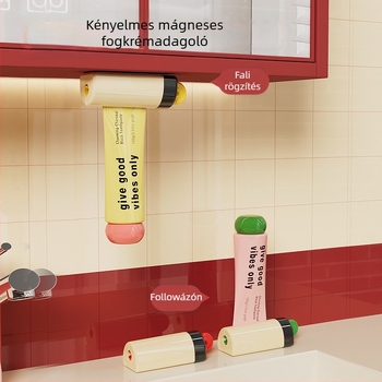 Mágneses fogkrémadagoló a tükör alatti szekrényhez, fúrás nélkül, sűrítő klipsz