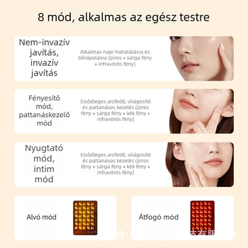 Xin Phil arckészülék – maszk a ráncok ellen infravörös és színes fény terápia, hordozható, IPX3 vízálló.