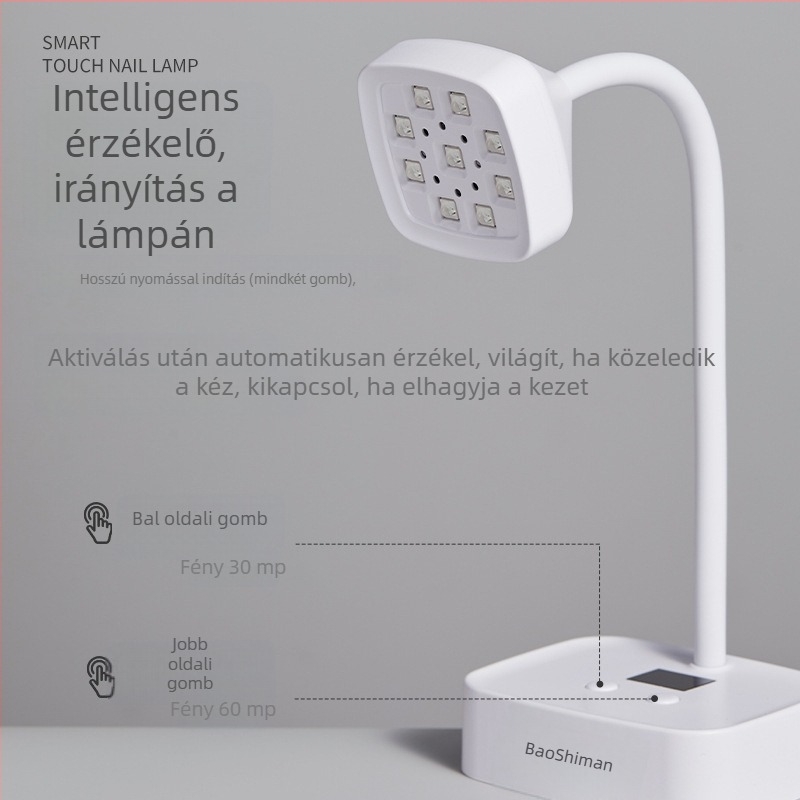 Asztali körömdíszítő lámpa, lótusz dizajnt, újratölthető, érintésérzékelővel, gyorsan száradó