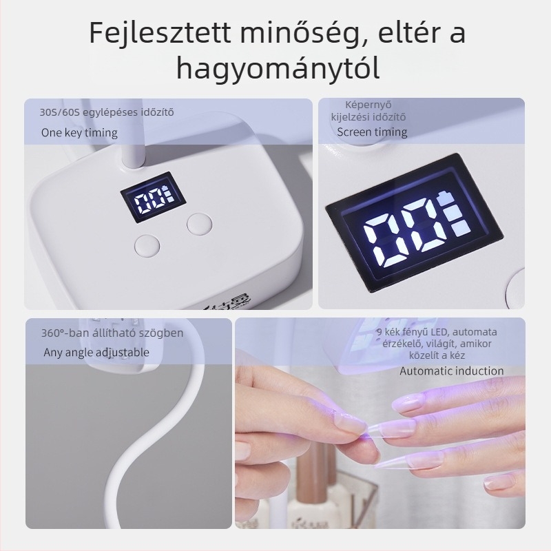 Asztali körömdíszítő lámpa, lótusz dizajnt, újratölthető, érintésérzékelővel, gyorsan száradó
