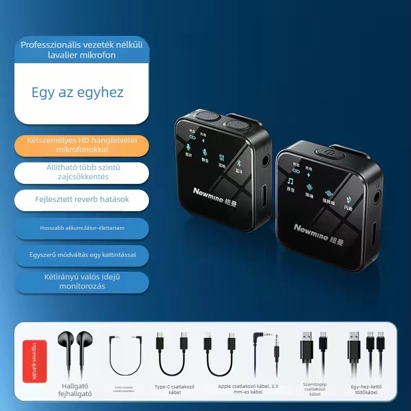 Newman MC205 Lavalier mikrofon, omnidirekcionális, beépített 100–300 mAh akkumulátor, üzemidő 6–8 óra