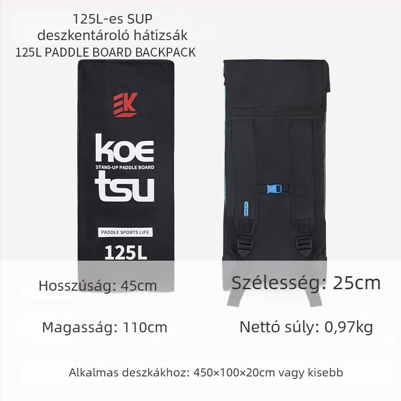 Koetsu SUP deszkához hátizsák, felfújható, 125L kapacitás, Oxford anyag